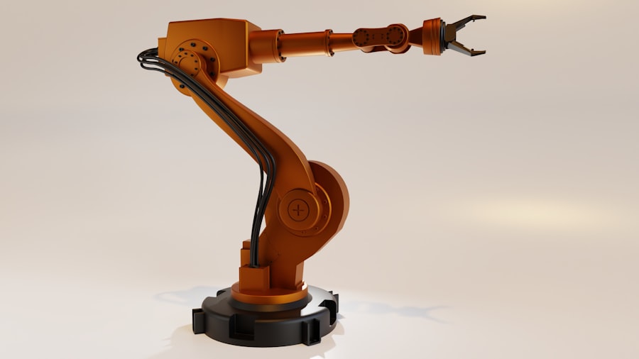 A robotic arm handling a tray at a chamber loading port