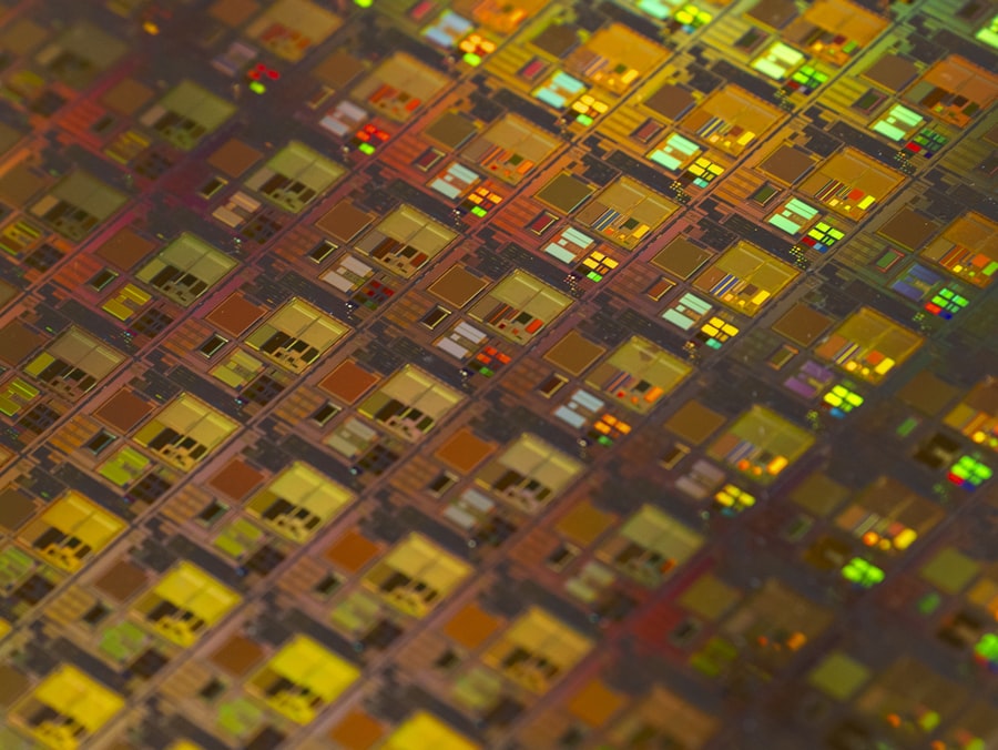 A multi-site handler testing many chips in parallel to keep the tester busy