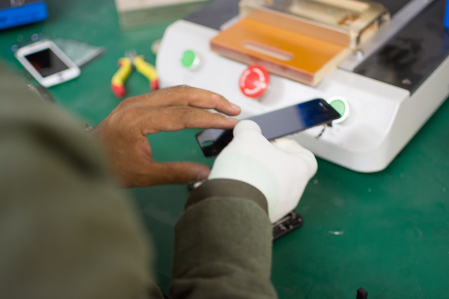 A smartphone running a stress and aging routine during burn-in