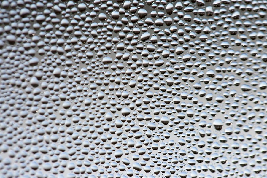 Fine condensation droplets covering a cold surface