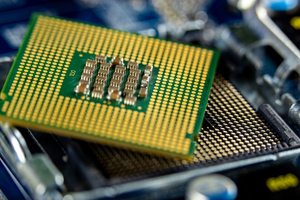 A processor package seated on its socket