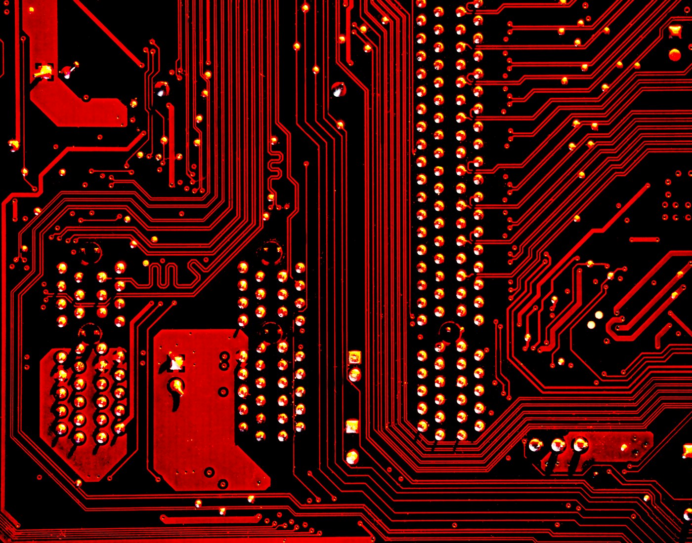 Surface-mount components soldered to a circuit board