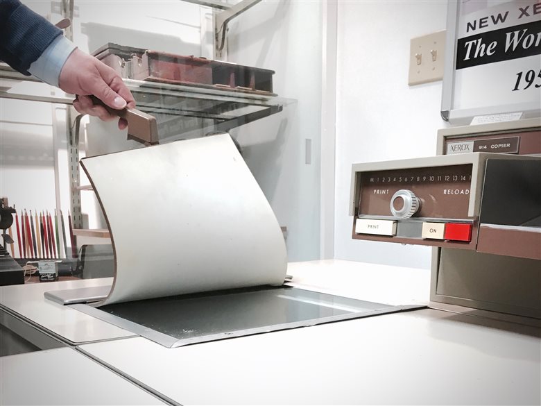A Xerox 914 copier in operation